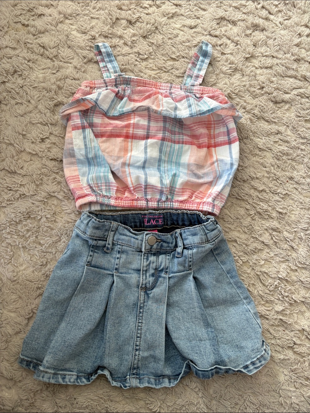 The Children's Place Light Blue Pleated Denim Skirt Bundle